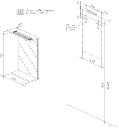 Бриклаер Мебель для ванной Кристалл 60 с зеркалом с полками белая/дуб бунратти  – фотография-11